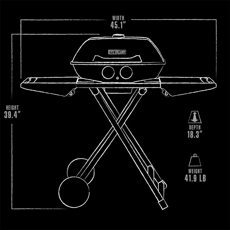2-Burner Portable Gas Grill with Collapsible Cart