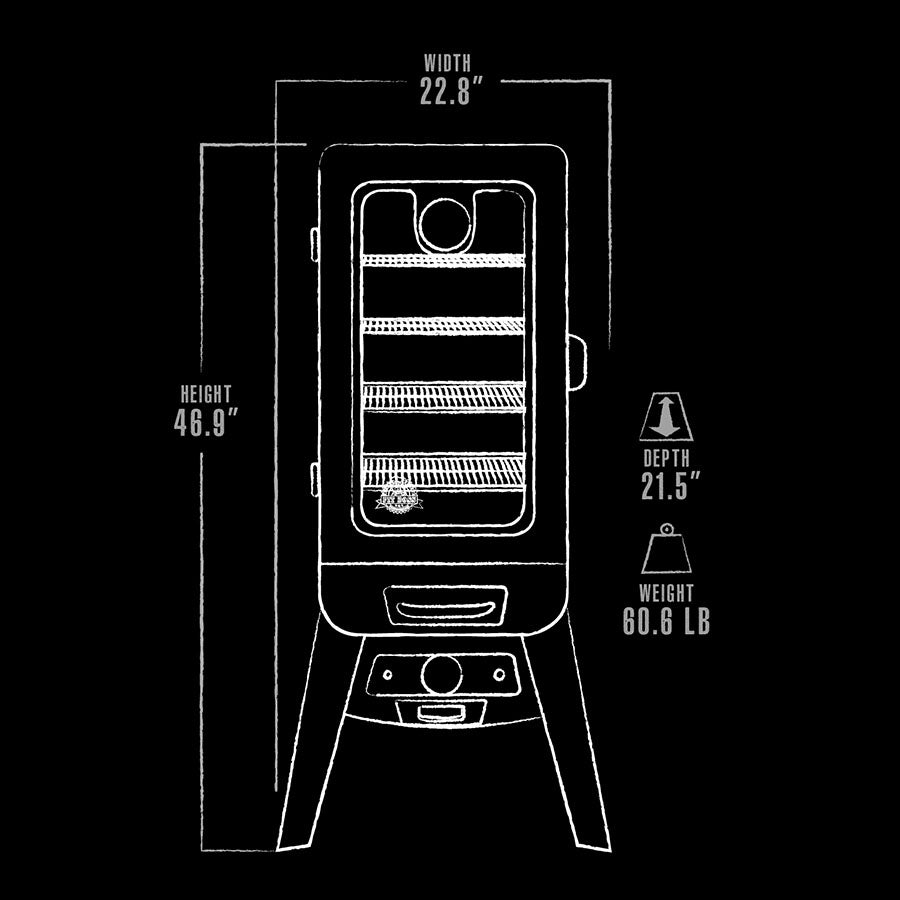 3-Series Analog Vertical Smoker, Blue Hammertone